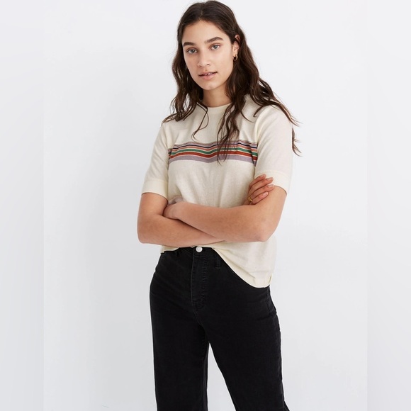 Madewell Tops - Madewell Recycled Cotton Placed-Stripe Relaxed Tee